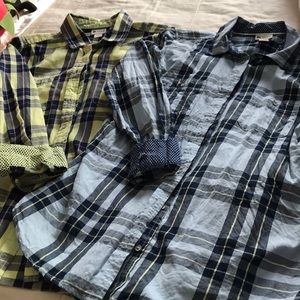 2 flannel print shirts